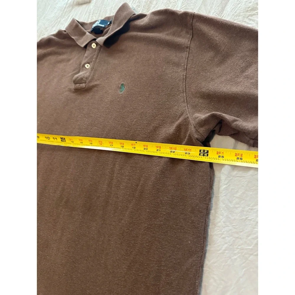 Polo Ralph Lauren Mens XXL Brown Short Sleeve Pique Polo Shirt Green Pony Logo
